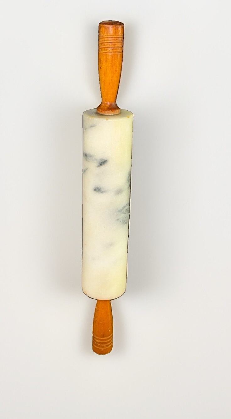 Vintage MARBLE GOURMET ROLLING PIN with Wooden Handles 18” Heavy